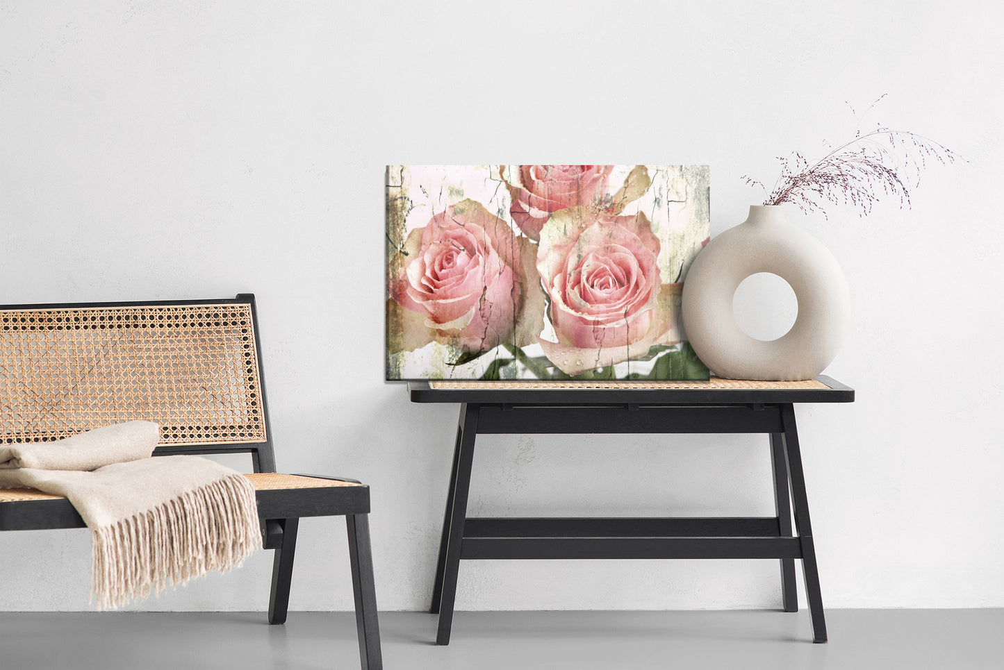 Obraz Na Płótnie Róże 3D – klimat retro i głębia barw do wnętrz vintage i shabby chic – widok 5