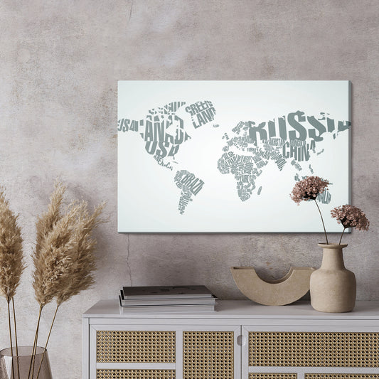 Obraz Na Płótnie Mapa Świata Typograficzna – nowoczesna dekoracja do wnętrz loft i minimalistycznych – widok 2