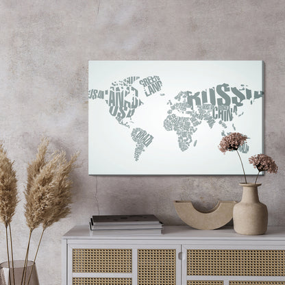 Obraz Na Płótnie Mapa Świata Typograficzna – nowoczesna dekoracja do wnętrz loft i minimalistycznych – widok 2