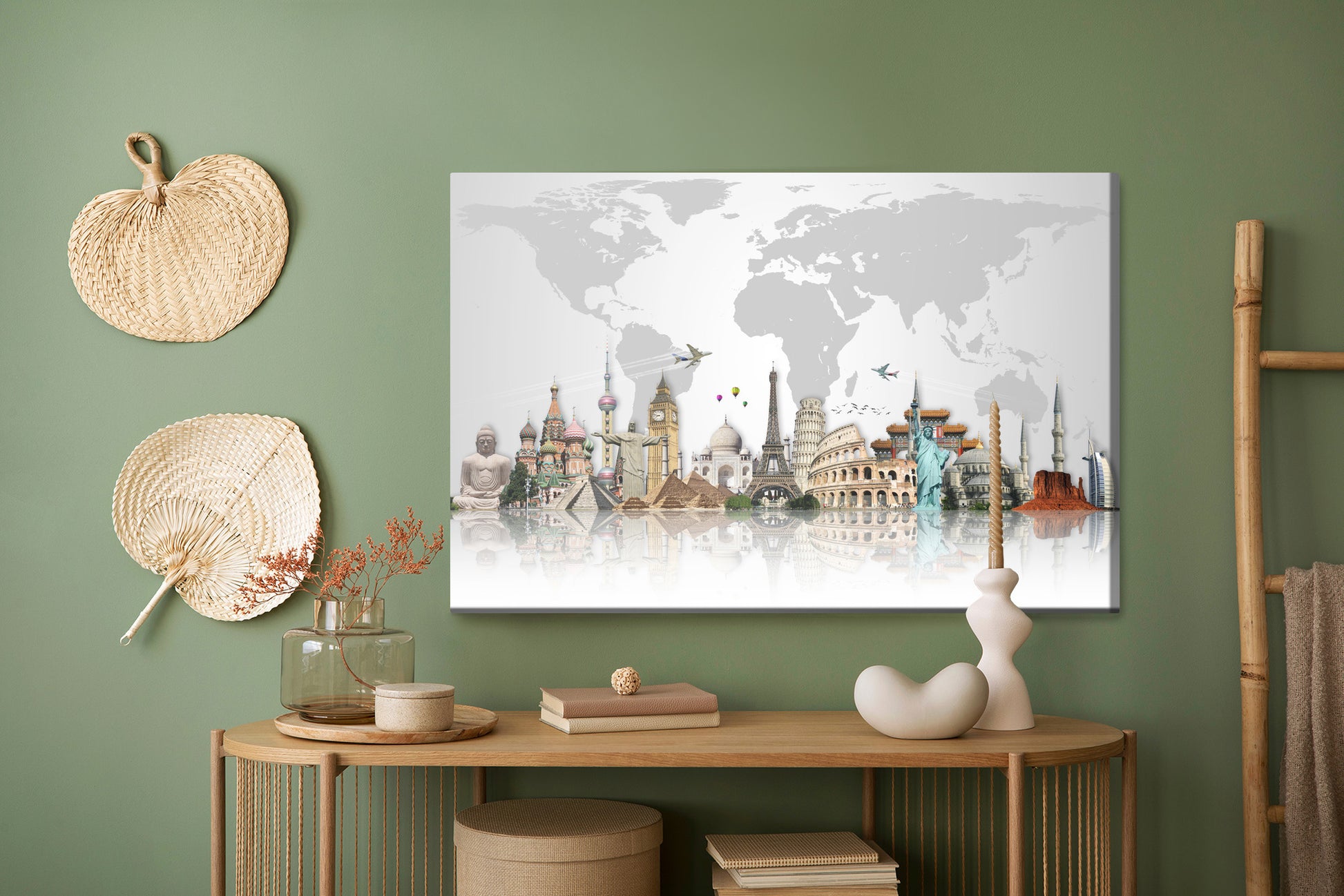Obraz Na Płótnie Architektura Świata i Mapa – globalny design do wnętrz loft i nowoczesnych. – widok 4