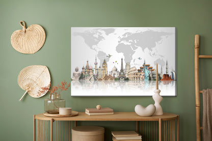 Obraz Na Płótnie Architektura Świata i Mapa – globalny design do wnętrz loft i nowoczesnych. – widok 4