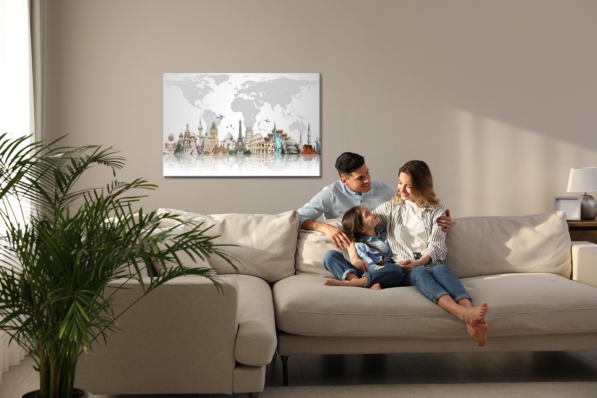 Obraz Na Płótnie Architektura Świata i Mapa – globalny design do wnętrz loft i nowoczesnych. – widok 6