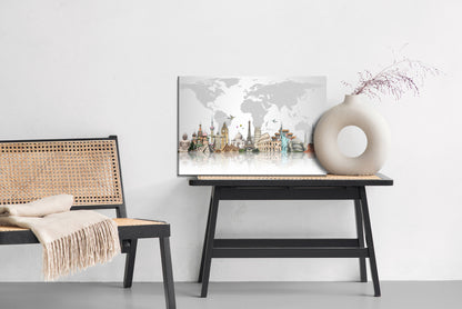Obraz Na Płótnie Architektura Świata i Mapa – globalny design do wnętrz loft i nowoczesnych. – widok 5