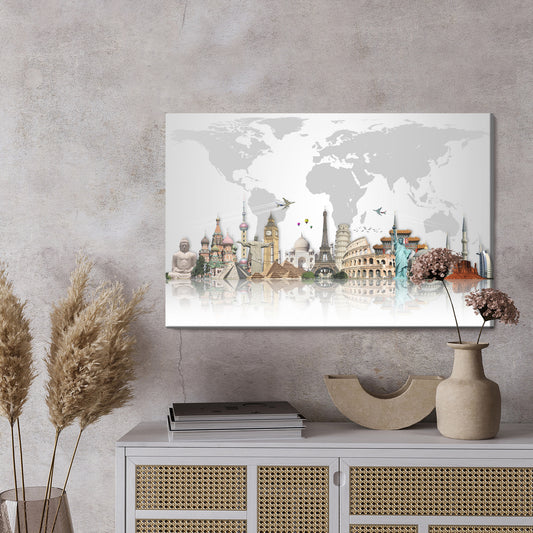 Obraz Na Płótnie Architektura Świata i Mapa – globalny design do wnętrz loft i nowoczesnych. – widok 2