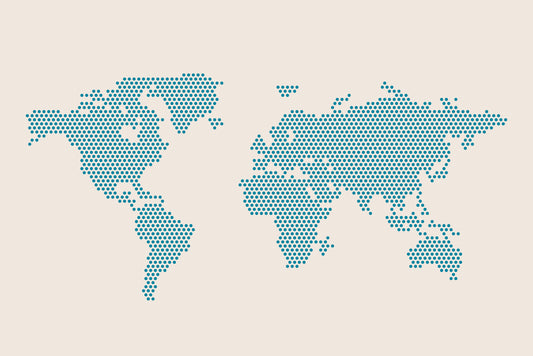Obraz Na Płótnie Mapa Świata z Kropek – nowoczesna, minimalistyczna grafika do wnętrz loftowych i skandynawskich 120x80