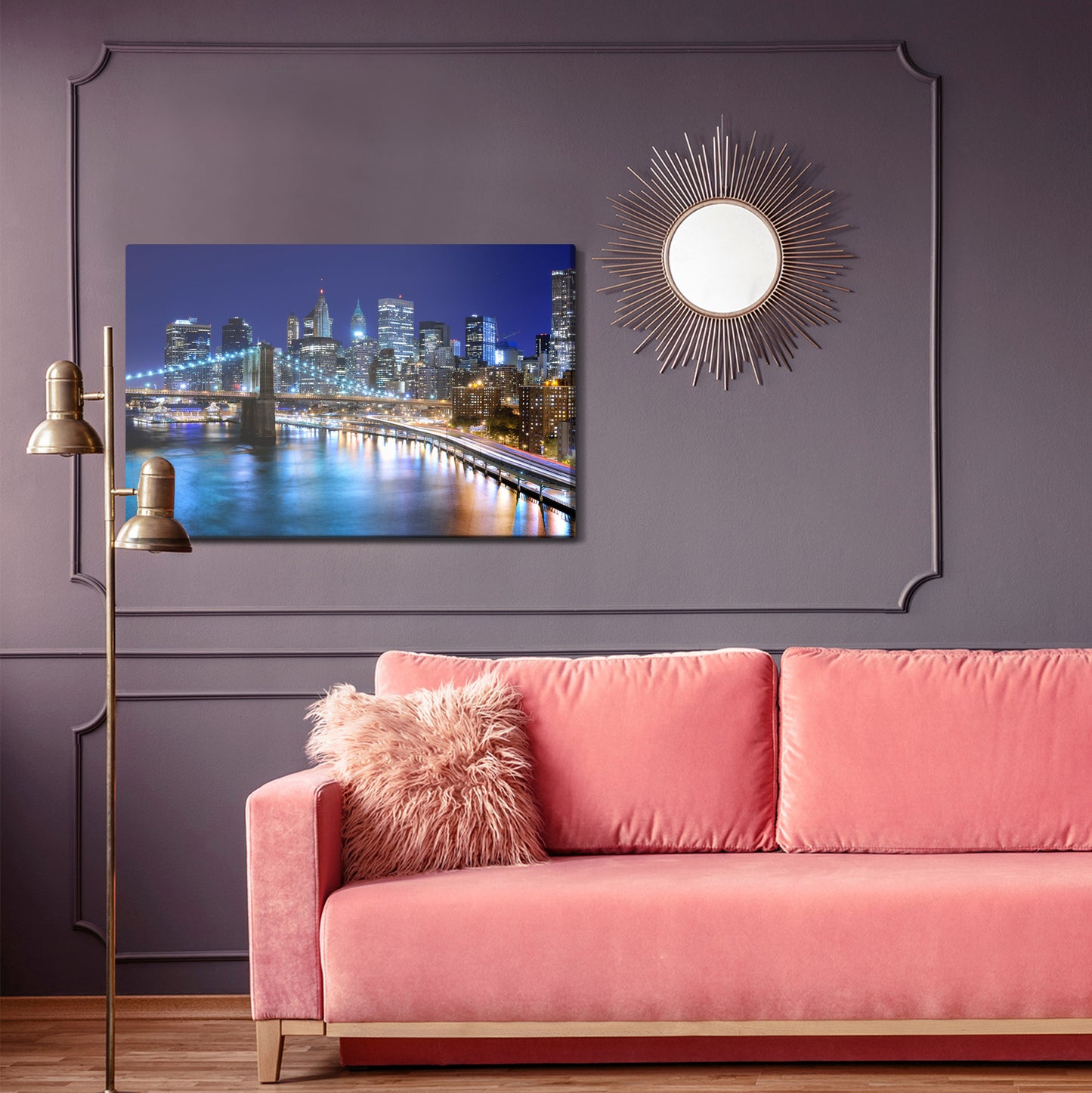 Obraz Na Płótnie Panorama Nowego Jorku Nocą – hipnotyzujący pejzaż miejski do wnętrz Modern i Loft – widok 3