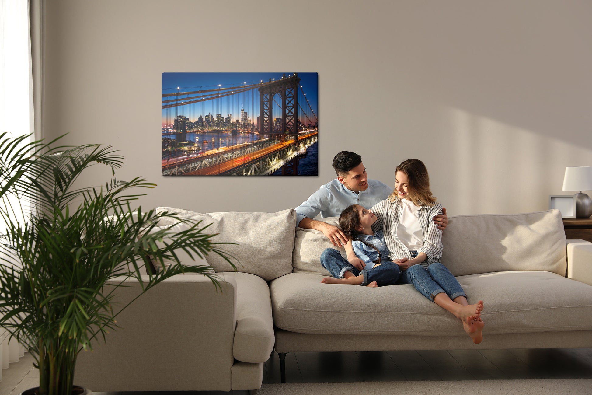 Obraz Na Płótnie Most Manhattanu Nocą – miejski pejzaż do wnętrz nowoczesnych i industrialnych. – widok 6