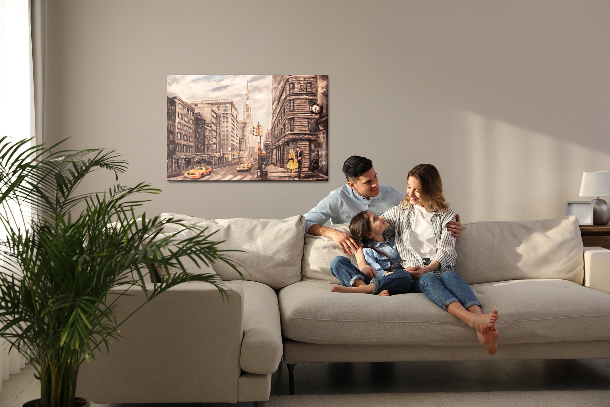 Obraz Na Płótnie Nowojorska Ulica – miejski klimat w stonowanych barwach do wnętrz loft i modern – widok 6