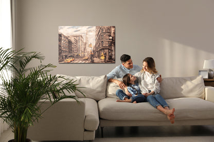 Obraz Na Płótnie Nowojorska Ulica – miejski klimat w stonowanych barwach do wnętrz loft i modern – widok 6