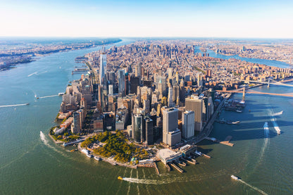 Obraz Na Płótnie Widok Z Lotu Ptaka Na Manhattan – nowoczesny pejzaż do wnętrz industrialnych i loftowych 120x80