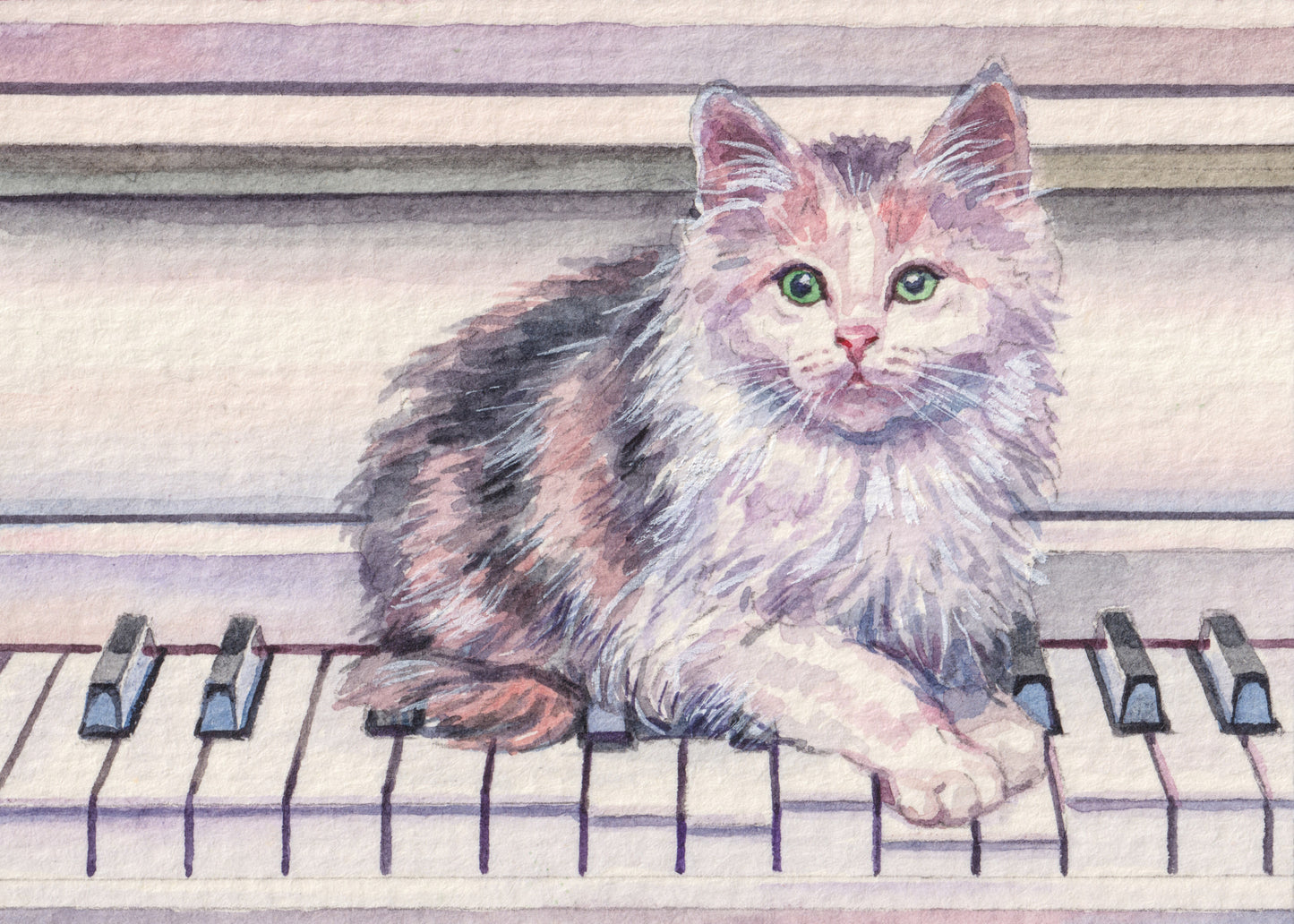 Obraz Na Płótnie Kot na Pianinie – nastrojowa ilustracja do wnętrz eklektycznych i artystycznych 120x80