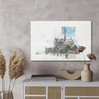 Obraz Na Płótnie Katedra Notre Dame w Paryżu – spokojna panorama do wnętrz klasycznych i francuskich – widok 2