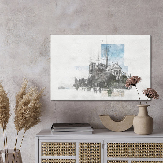 Obraz Na Płótnie Katedra Notre Dame w Paryżu – spokojna panorama do wnętrz klasycznych i francuskich – widok 2