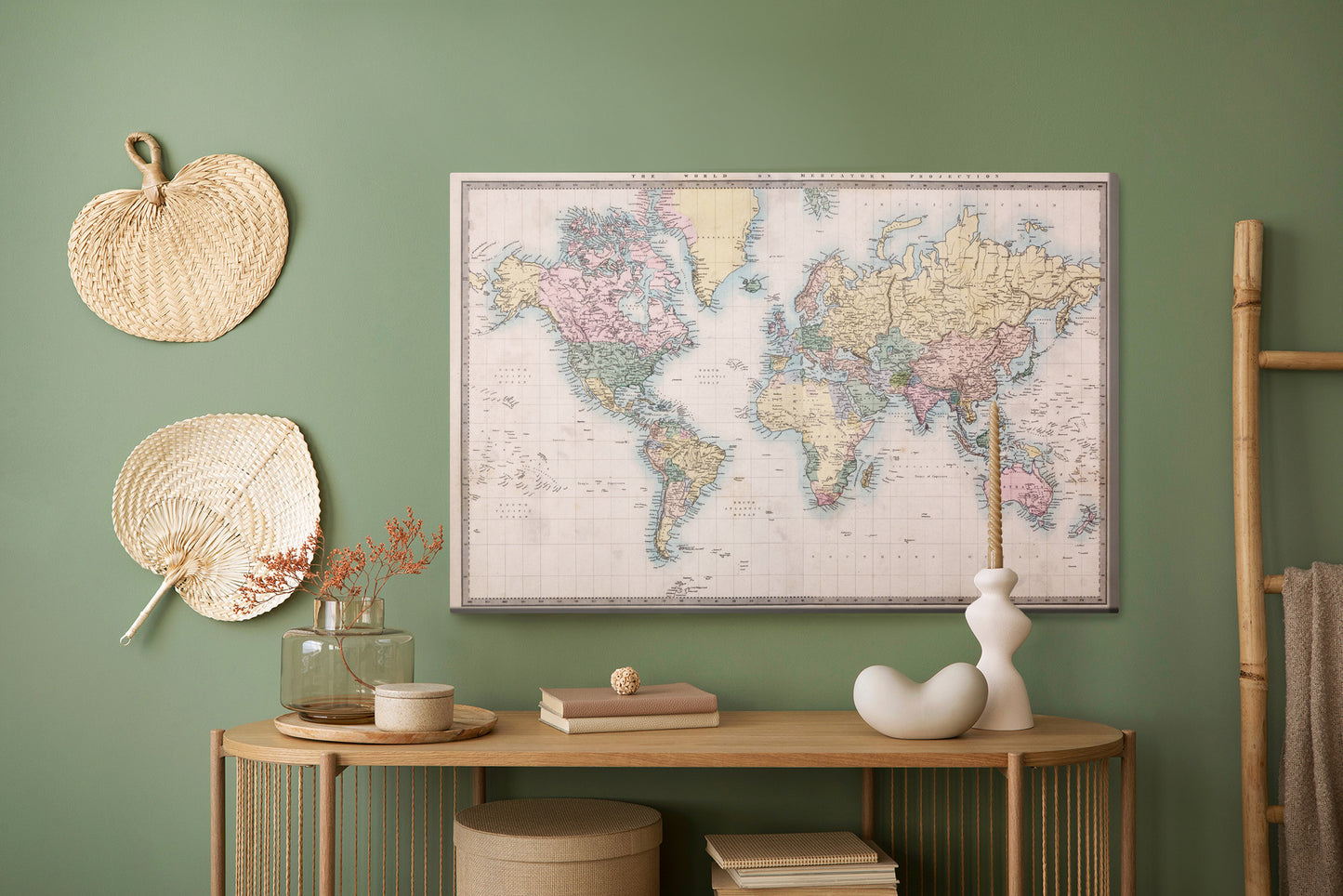 Obraz Na Płótnie Stara Mapa Świata – elegancki design retro do wnętrz klasycznych, kolonialnych i gabinetowych – widok 4