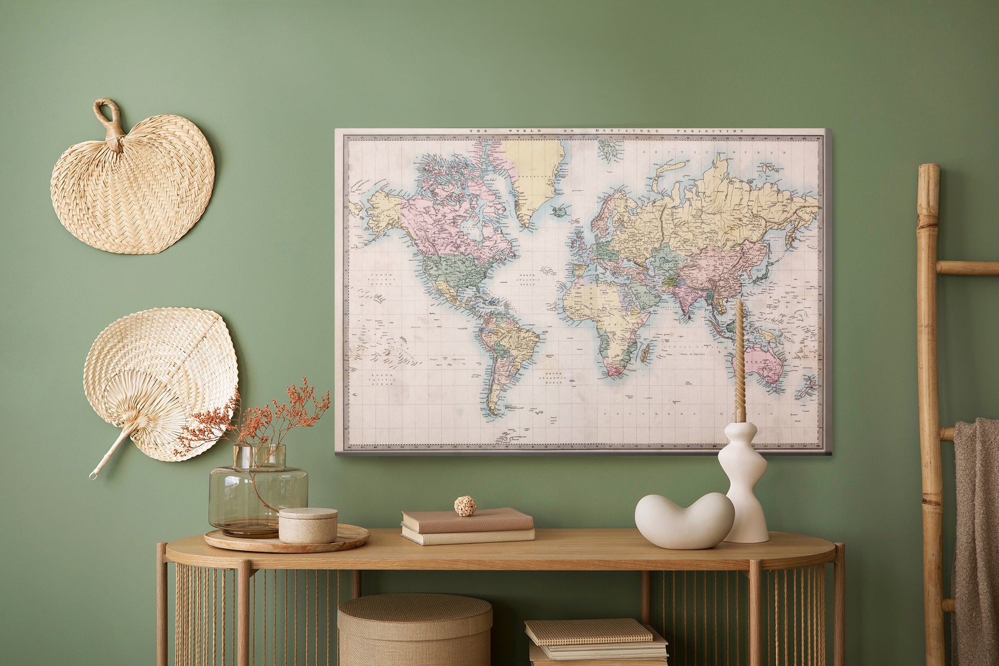 Obraz Na Płótnie Stara Mapa Świata – elegancki design retro do wnętrz klasycznych, kolonialnych i gabinetowych – widok 4