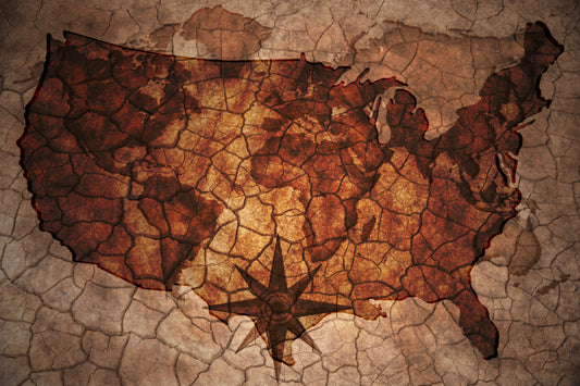 Obraz Na Płótnie Mapa USA – vintage dekoracja ścienna w stonowanych barwach do wnętrz loft i kolonialnych. 120x80