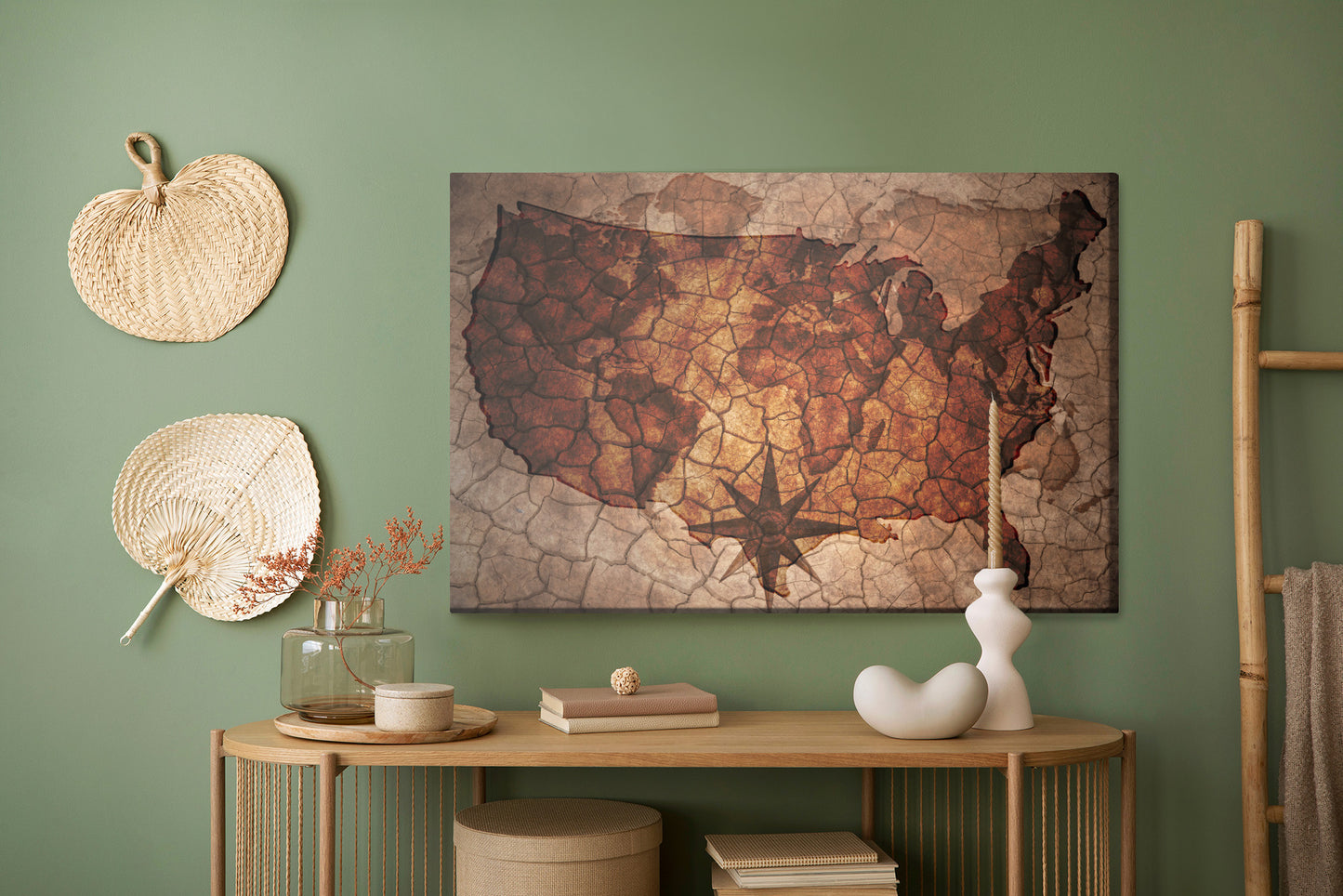 Obraz Na Płótnie Mapa USA – vintage dekoracja ścienna w stonowanych barwach do wnętrz loft i kolonialnych. – widok 4