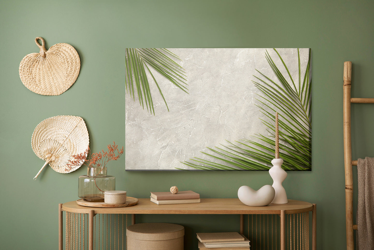 Obraz Na Płótnie Tropikalne Liście Palmowe – świeży, botaniczny akcent do wnętrz boho, tropikalnych i nowoczesnych. – widok 4