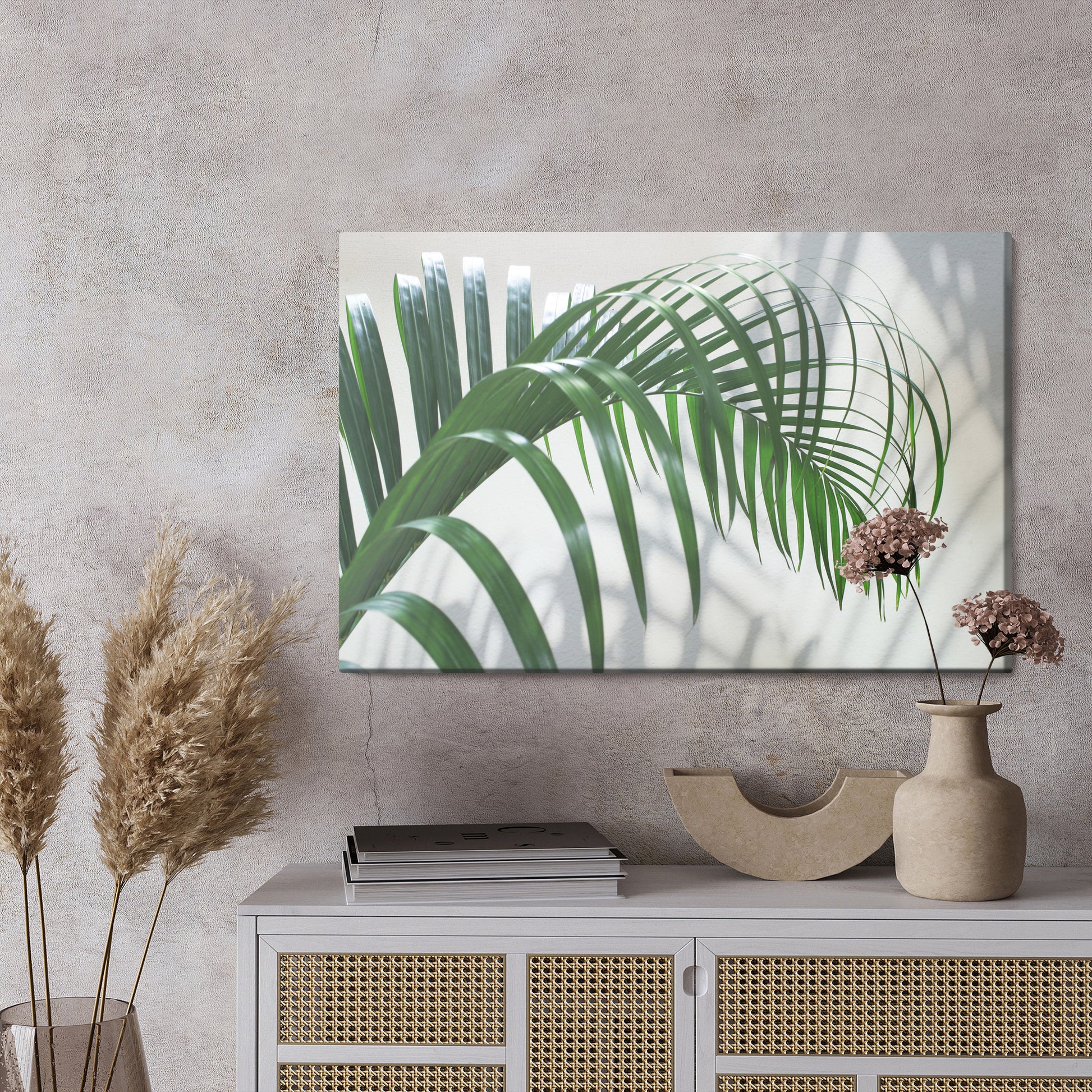 Obraz Na Płótnie Zielony Liść Palmy – egzotyczny akcent z efektem 3D do wnętrz Urban Jungle i boho. – widok 2