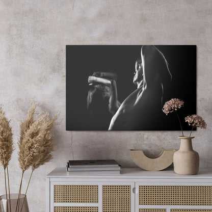 Obraz Na Płótnie Ćwicząca Para – minimalistyczna fotografia w stonowanych barwach do wnętrz loft i nowoczesnych – widok 2