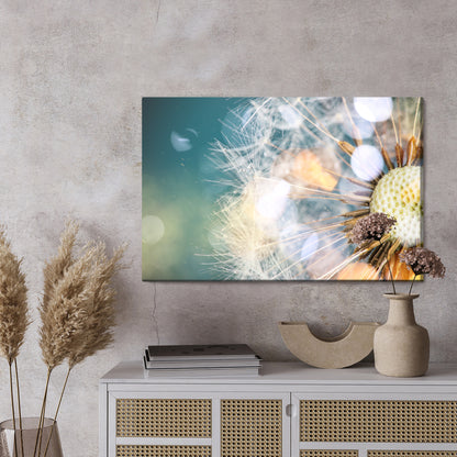 Obraz Na Płótnie Dmuchawiec Z Bliska – dekoracja w stonowanych barwach do wnętrz skandynawskich i minimalistycznych – widok 2