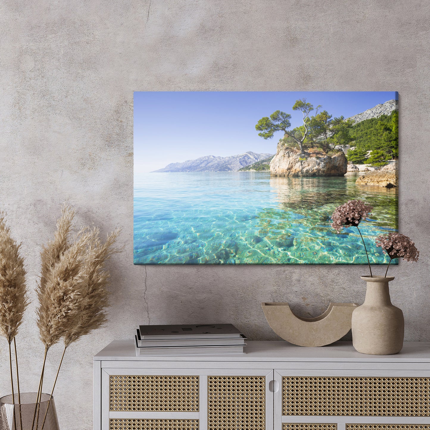 Obraz Na Płótnie Riwiera Makarska – śródziemnomorski pejzaż w błękitach do wnętrz coastal i modern – widok 2