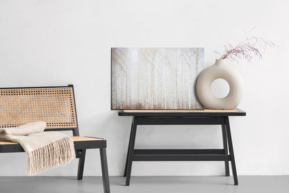 Obraz Na Płótnie Mglisty Las Brzozowy – spokojny pejzaż do wnętrz skandynawskich, nowoczesnych i minimalistycznych – widok 5