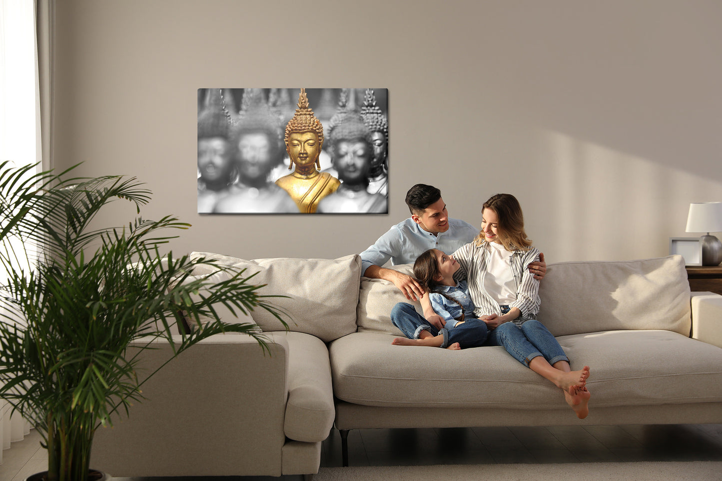 Obraz Na Płótnie Złoty Budda – symbol spokoju do wnętrz nowoczesnych, eklektycznych i w stylu Zen – widok 6