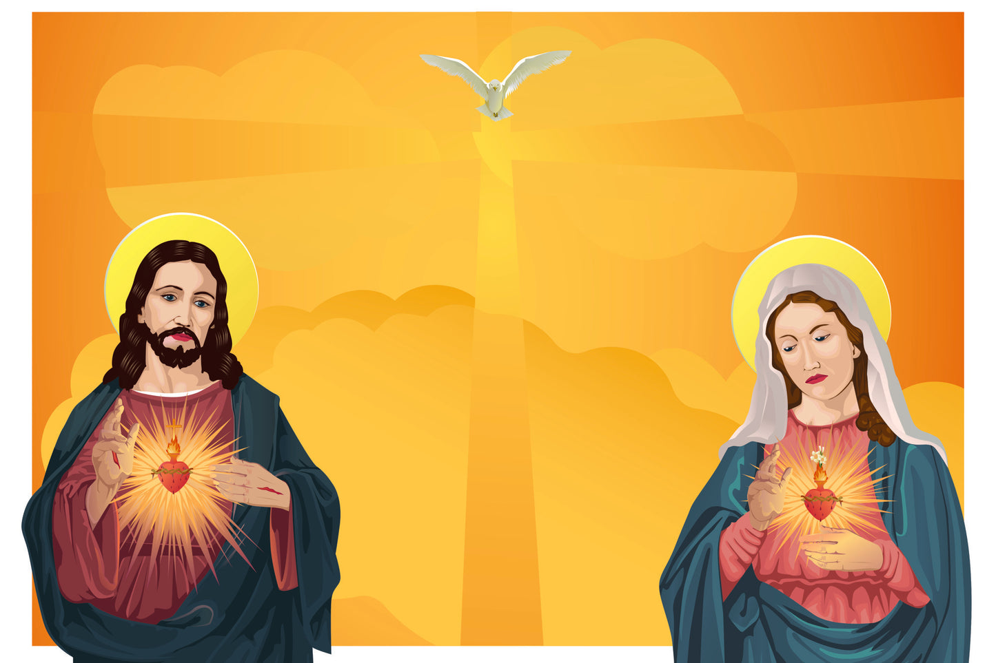 Obraz Na Płótnie Jezus i Maryja – symbol duchowego spokoju do wnętrz klasycznych i tradycyjnych 100x70