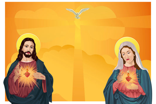 Obraz Na Płótnie Jezus i Maryja – symbol duchowego spokoju do wnętrz klasycznych i tradycyjnych 100x70