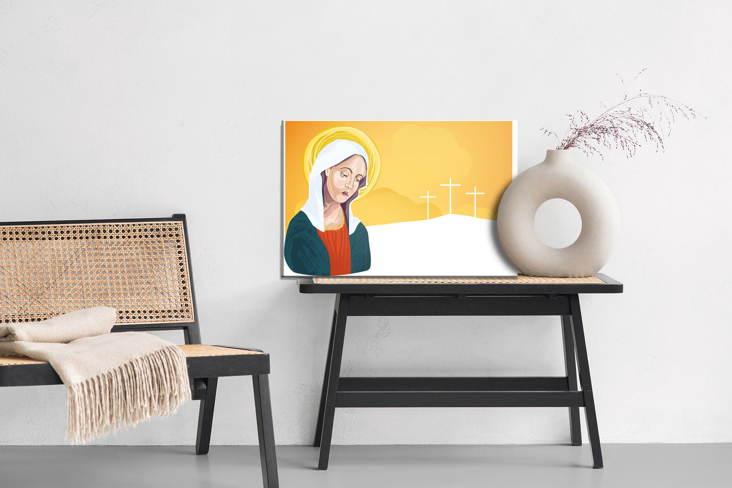 Obraz Na Płótnie Portret Maryjny – subtelna, duchowa dekoracja do wnętrz klasycznych, tradycyjnych i eklektycznych – widok 5