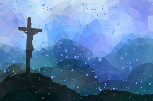 Obraz Na Płótnie Scena Wielkanocna z Krzyżem – kontemplacyjna dekoracja do wnętrz klasycznych i tradycyjnych 100x70