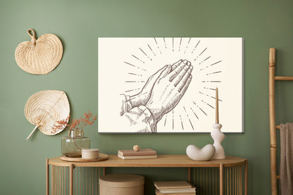 Obraz Na Płótnie Ręce Złożone Do Modlitwy – symbol spokoju do wnętrz minimalistycznych i modern classic – widok 4