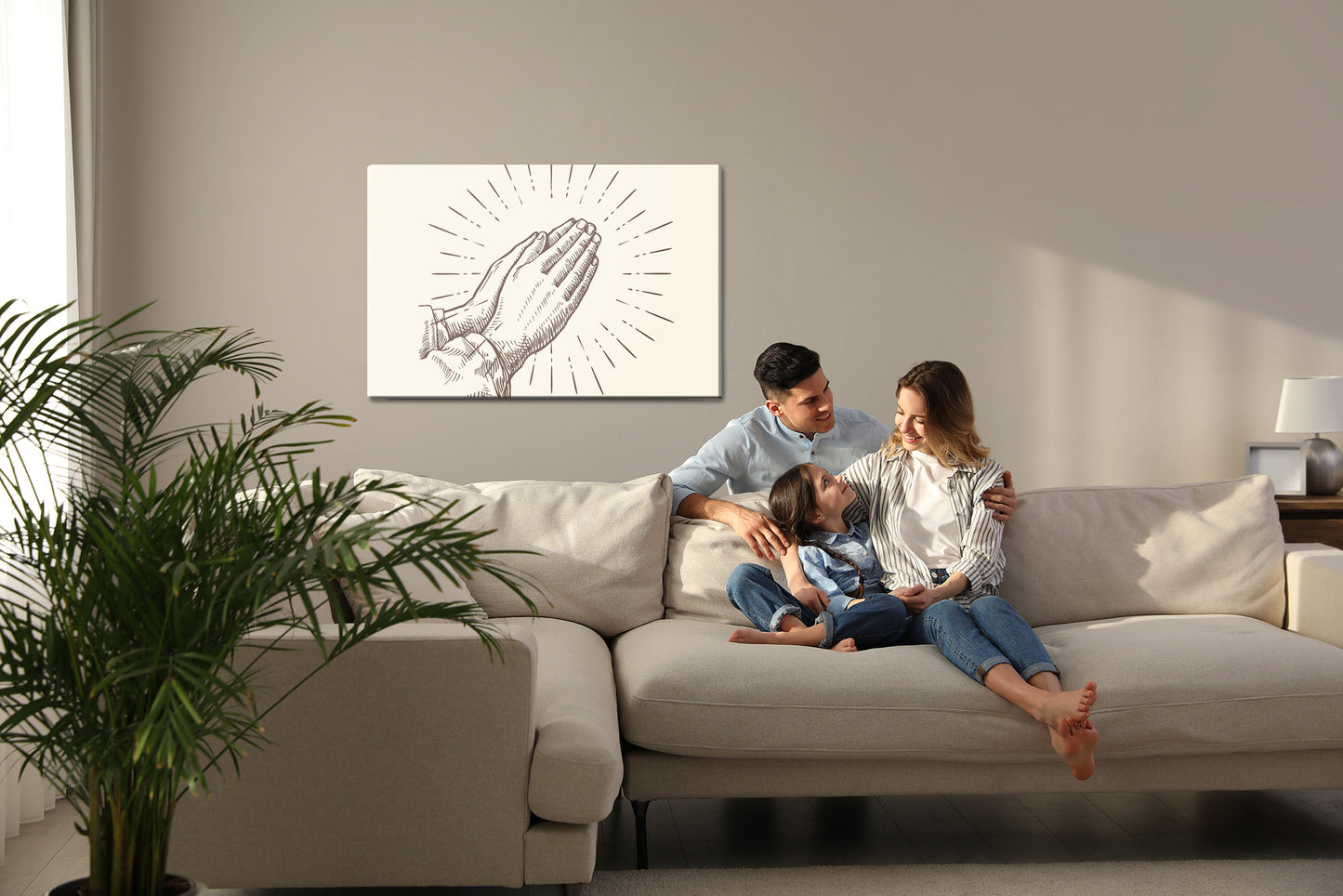 Obraz Na Płótnie Ręce Złożone Do Modlitwy – symbol spokoju do wnętrz minimalistycznych i modern classic – widok 6