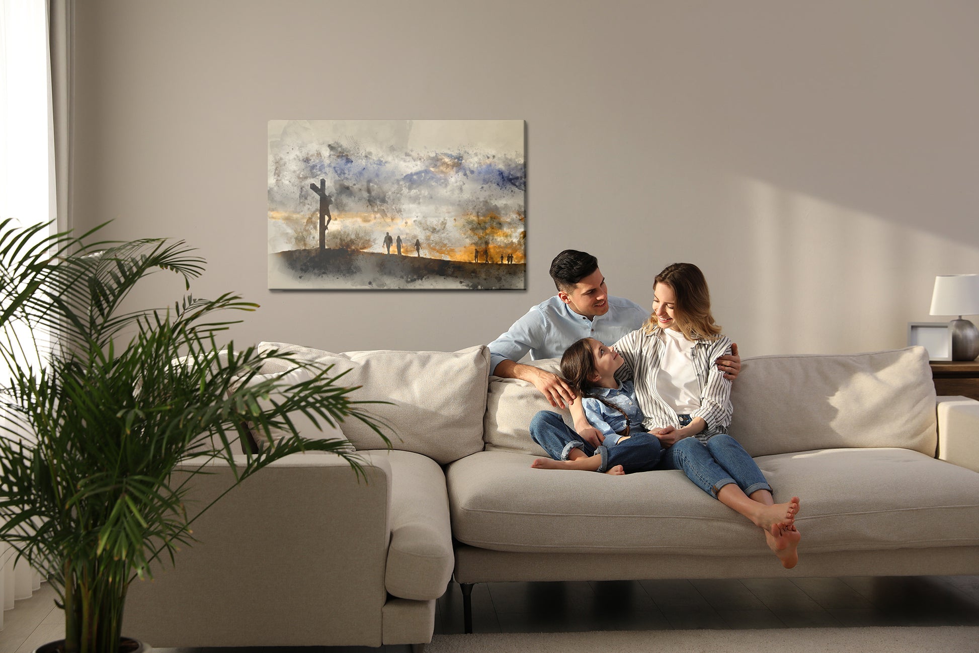 Obraz Na Płótnie Ukrzyżowanie Chrystusa – symboliczny motyw do wnętrz klasycznych i refleksyjnych – widok 6