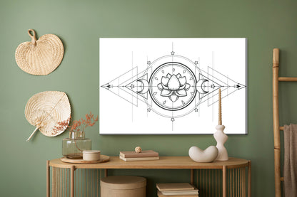 Obraz Na Płótnie Lotos i Święta Geometria – symbol harmonii do wnętrz Japandi, Modern Minimalist i Zen – widok 4