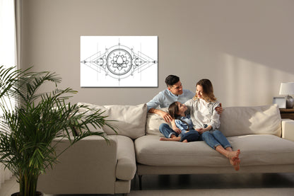 Obraz Na Płótnie Lotos i Święta Geometria – symbol harmonii do wnętrz Japandi, Modern Minimalist i Zen – widok 6