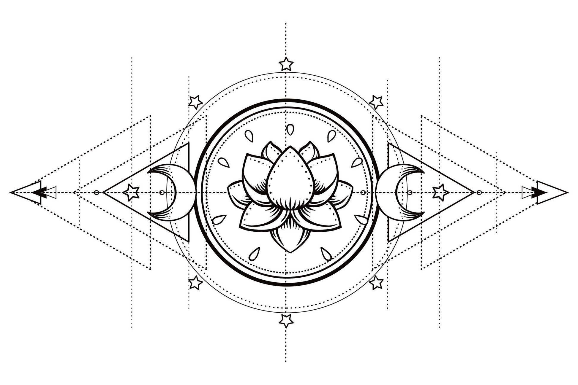 Obraz Na Płótnie Lotos i Święta Geometria – symbol harmonii do wnętrz Japandi, Modern Minimalist i Zen 100x70
