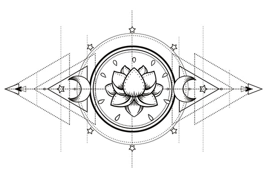 Obraz Na Płótnie Lotos i Święta Geometria – symbol harmonii do wnętrz Japandi, Modern Minimalist i Zen 100x70