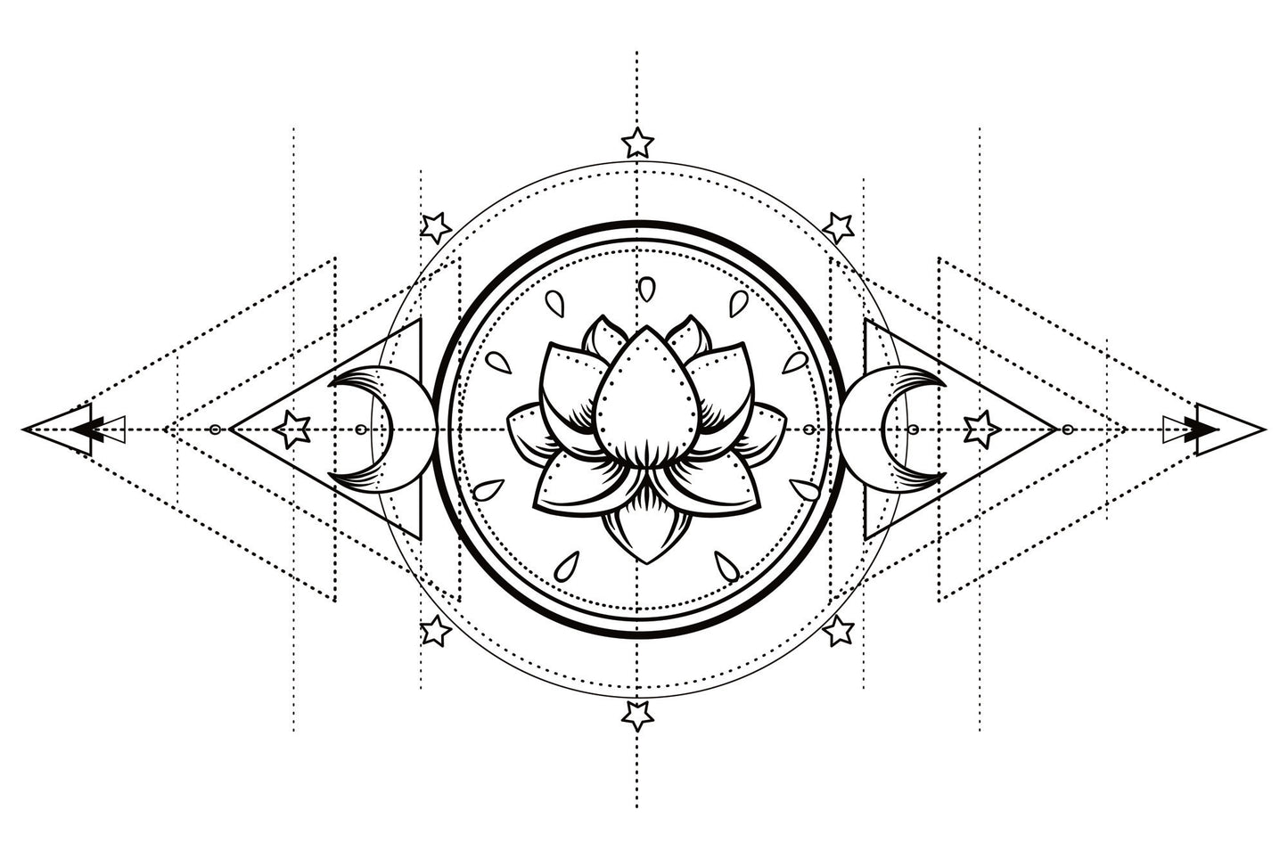 Obraz Na Płótnie Lotos i Święta Geometria – spokojna harmonia do wnętrz Zen, minimalistycznych i nowoczesnych 120x80