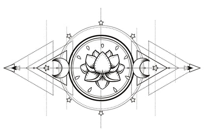 Obraz Na Płótnie Lotos i Święta Geometria – spokojna harmonia do wnętrz Zen, minimalistycznych i nowoczesnych 120x80