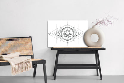 Obraz Na Płótnie Lotos i Święta Geometria – symbol harmonii do wnętrz Japandi, Modern Minimalist i Zen – widok 5