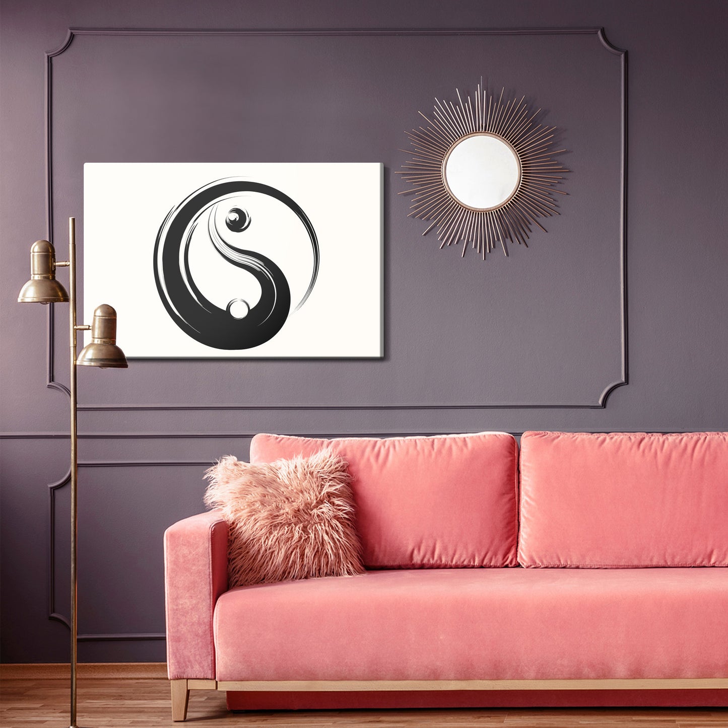 Obraz Na Płótnie Symbol Yin Yang – minimalistyczna dekoracja do wnętrz nowoczesnych, loft i zen. – widok 3