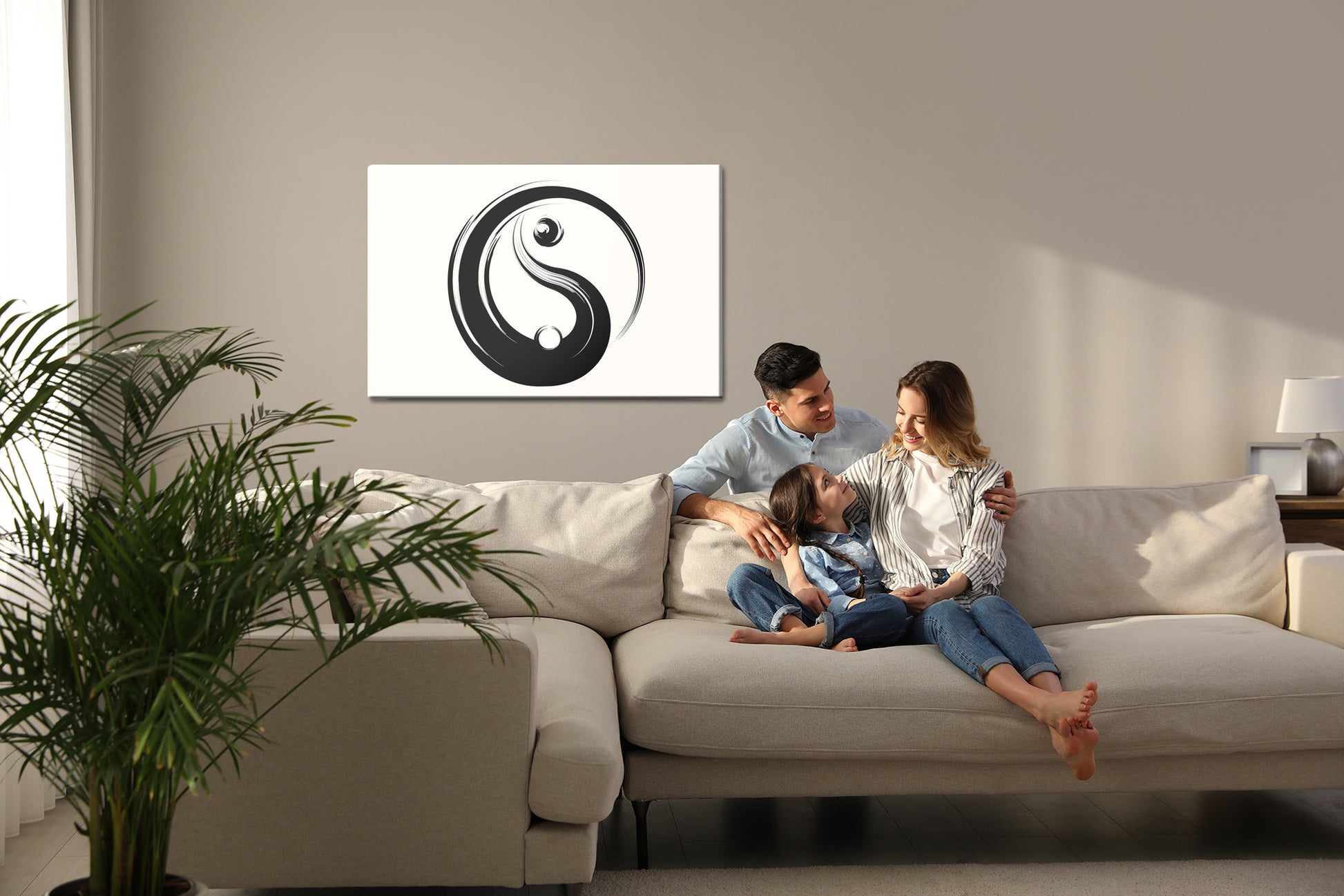 Obraz Na Płótnie Symbol Yin Yang – harmonijna abstrakcja do wnętrz nowoczesnych, zen i minimalistycznych – widok 6