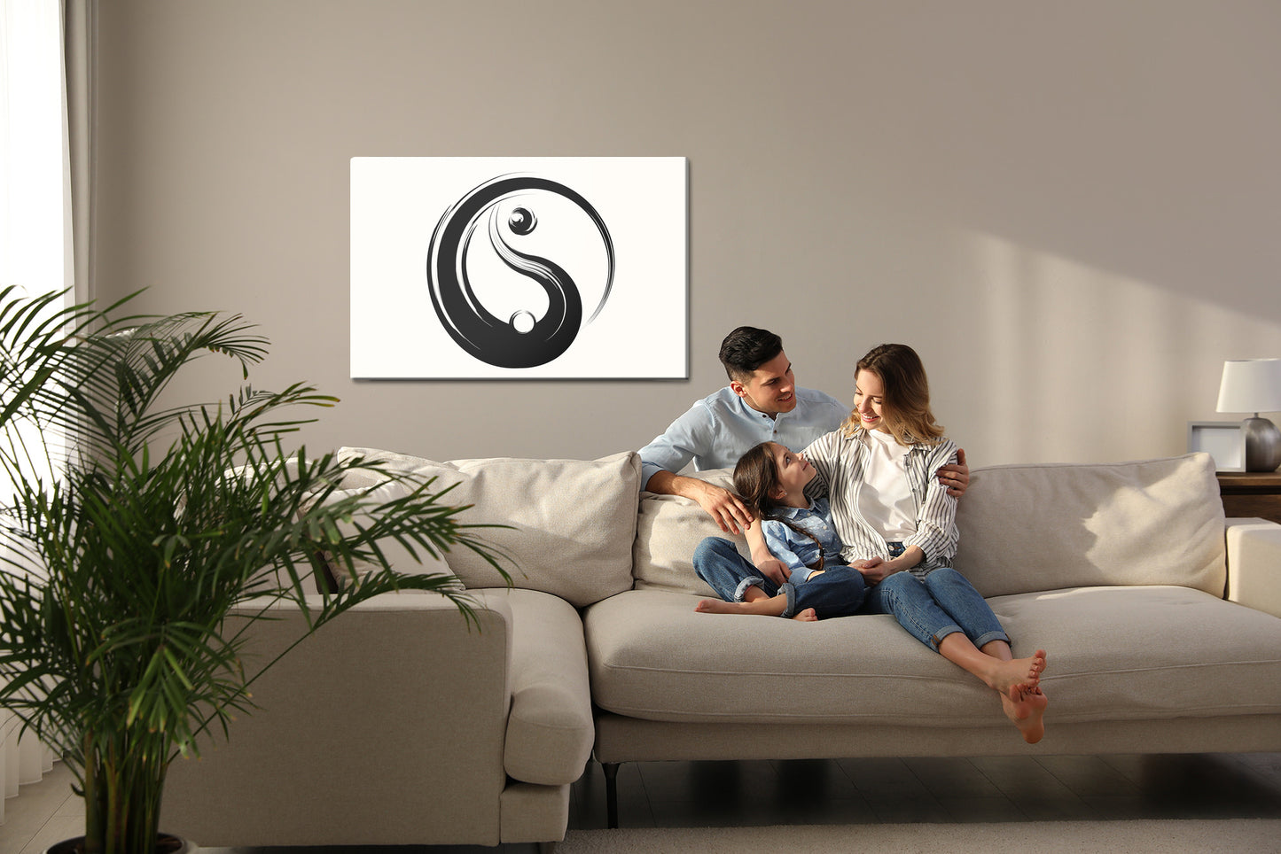 Obraz Na Płótnie Symbol Yin Yang – minimalistyczna dekoracja do wnętrz nowoczesnych, loft i zen. – widok 6