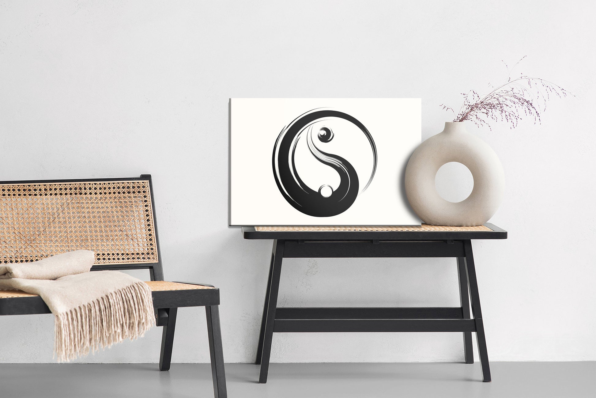 Obraz Na Płótnie Symbol Yin Yang – harmonijna abstrakcja do wnętrz nowoczesnych, zen i minimalistycznych – widok 5