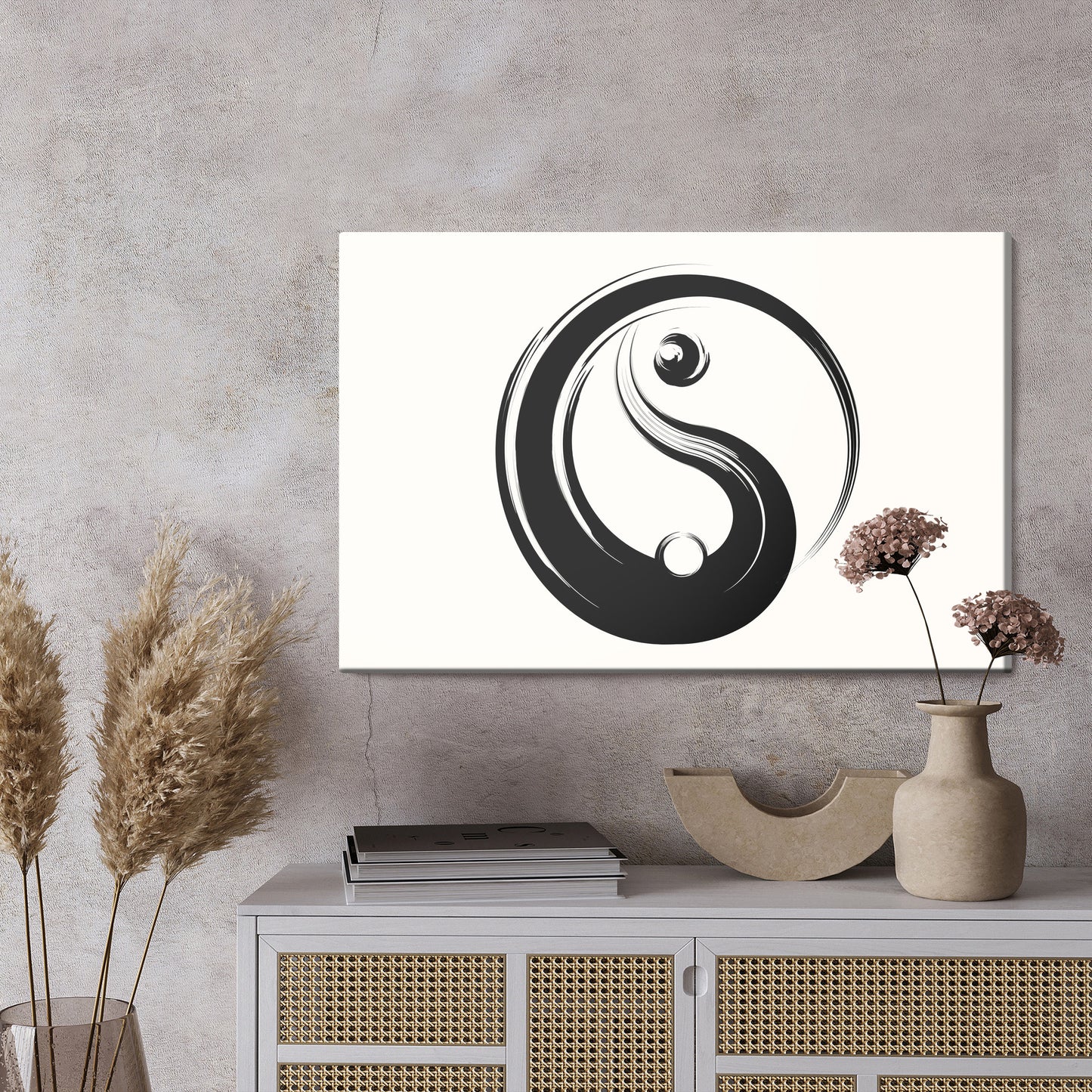 Obraz Na Płótnie Symbol Yin Yang – harmonijna abstrakcja do wnętrz nowoczesnych, zen i minimalistycznych – widok 2