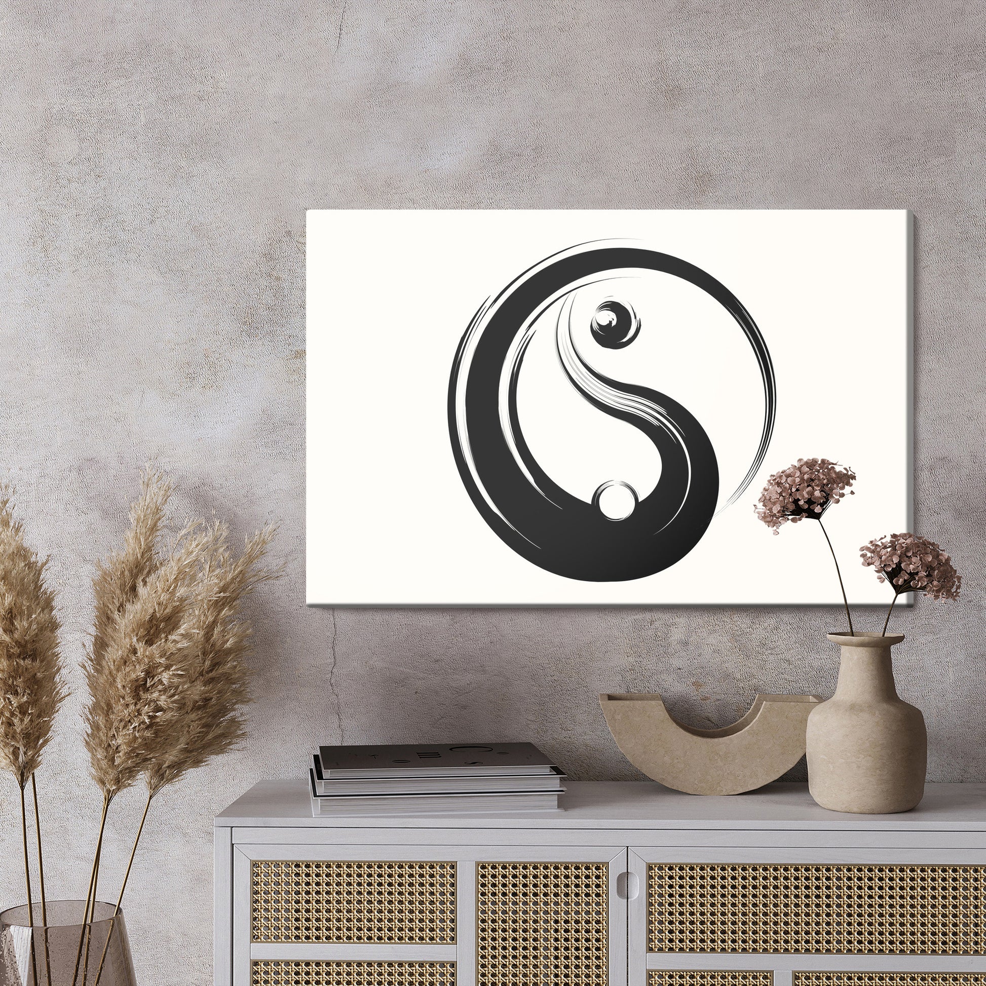 Obraz Na Płótnie Symbol Yin Yang – minimalistyczna dekoracja do wnętrz nowoczesnych, loft i zen. – widok 2