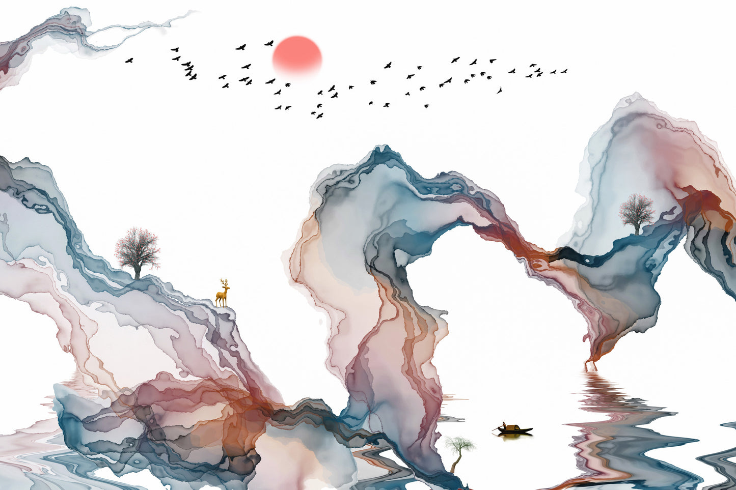 Obraz Na Płótnie Abstrakcyjny Pejzaż – barwna interpretacja natury do wnętrz nowoczesnych i boho. 120x80