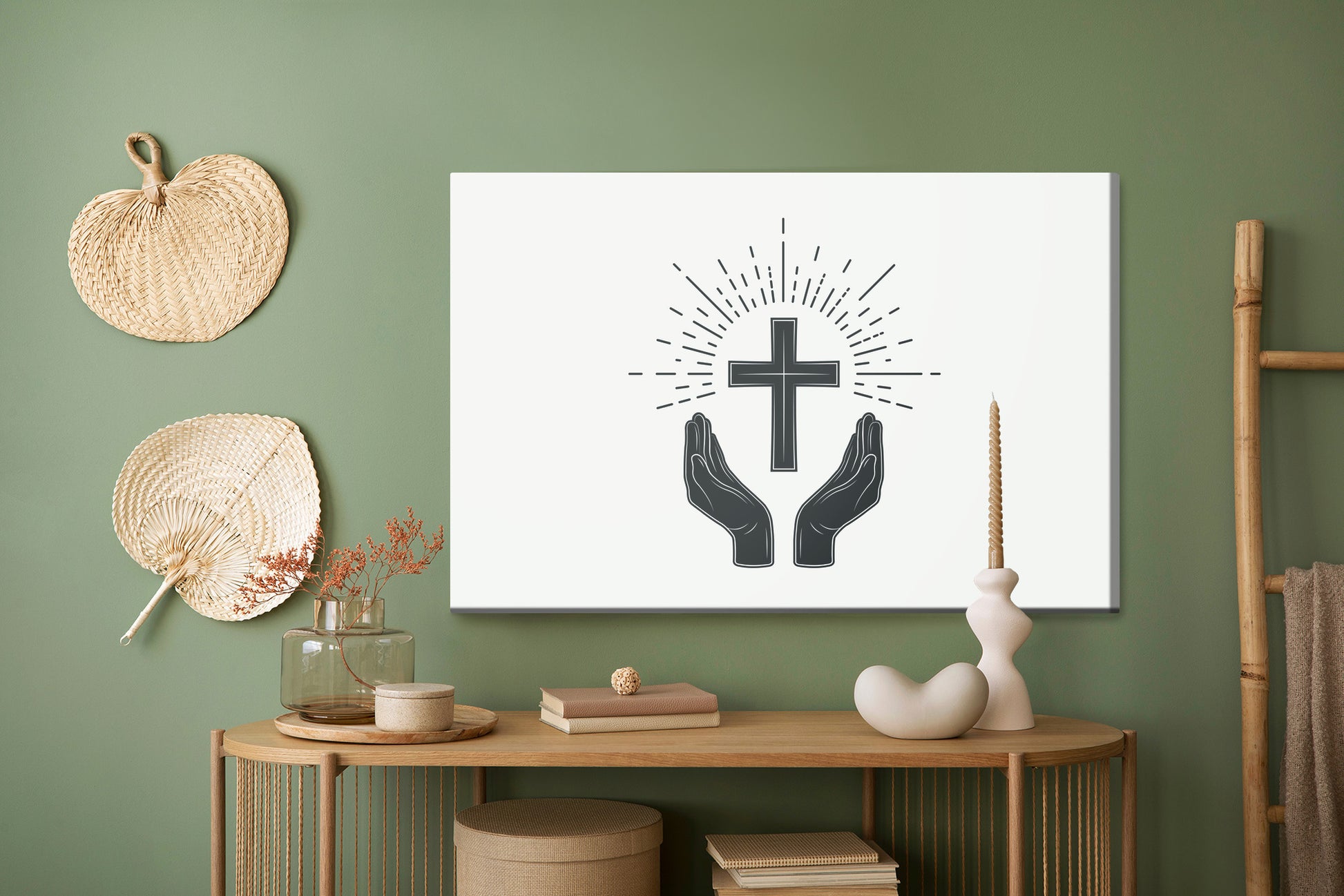 Obraz Na Płótnie Symbol Chrześcijański – refleksyjny akcent do wnętrz minimalistycznych i skandynawskich – widok 4
